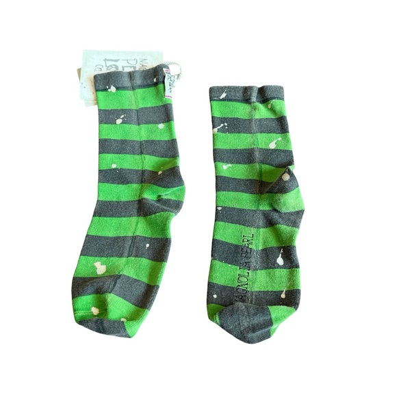 Magnolia Pearl Art Class Socks Paint Splatter Wicked Green Stripe One Size NWT - Picture 5 of 8
